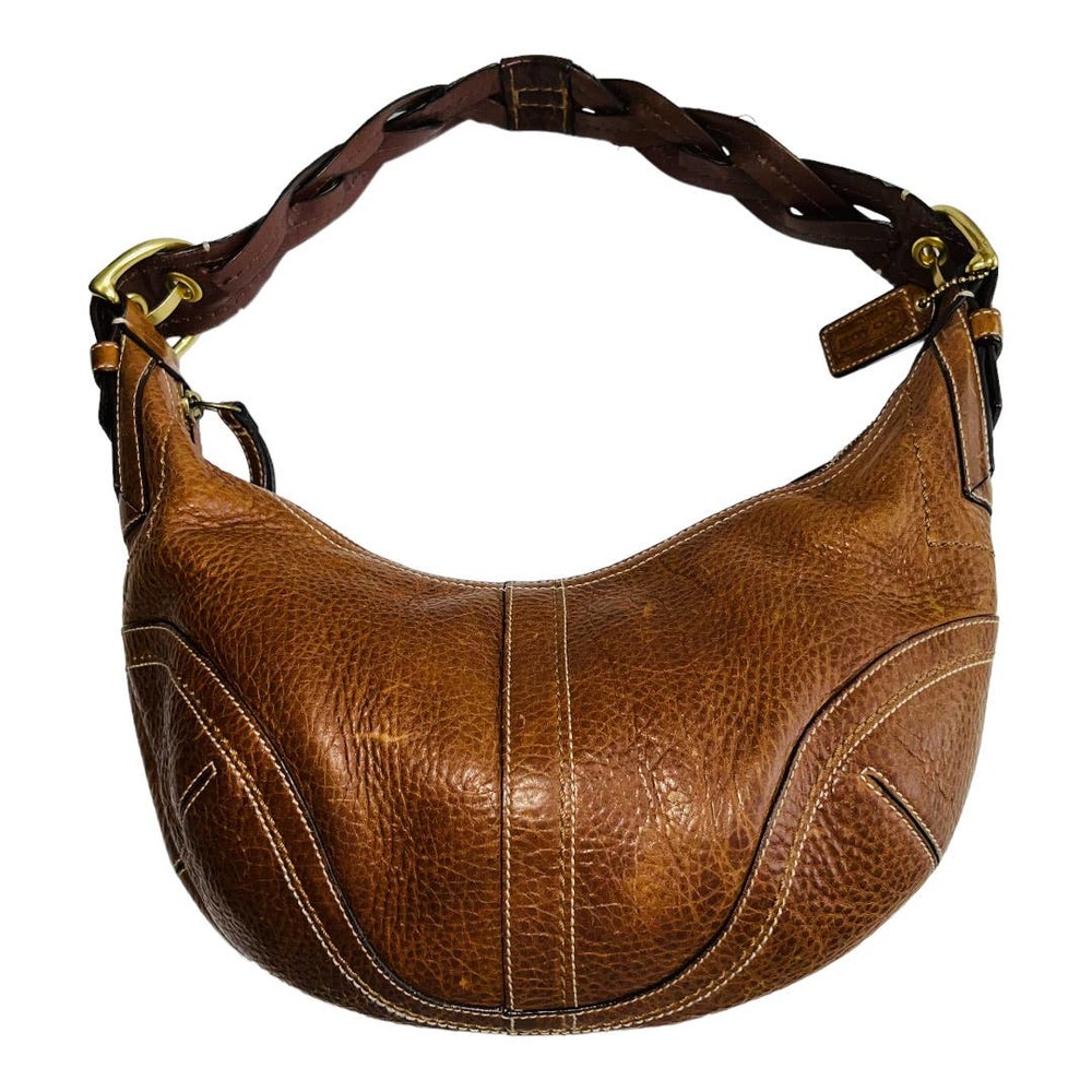 Coach Soho Dylan Cognac Brown Leather Hobo Shoulder Bag Braided Crescent 10043